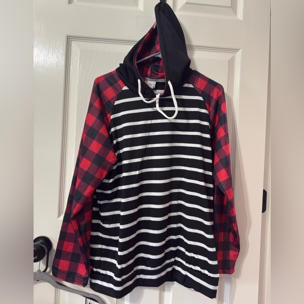 Red and Black Plaid Women's Hoodie